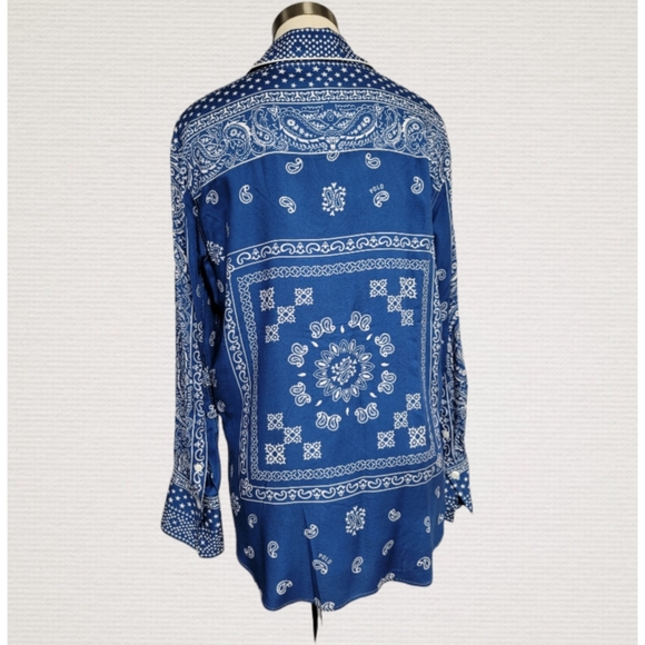 Polo Ralph Lauren Paisley print oversized shirt blue color size M - Picture 3 of 15
